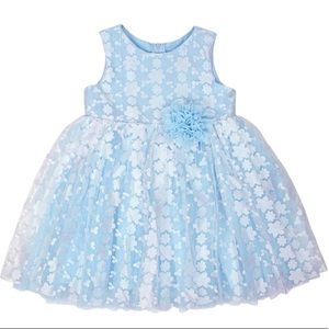 Popatu Girls Blue Sleeveless Floral Dress